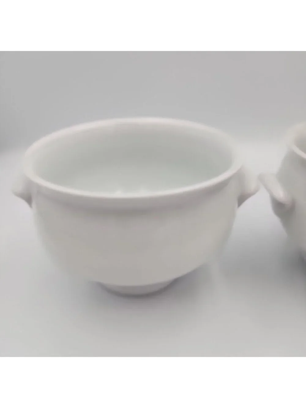2-Pottery Barn Great White Soup Bowl Porcelain Double Handles Footed Tureen
